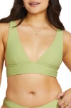 Billabong Tanlines Remi Plunge Bikini Top In Avocado
