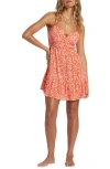 Billabong Texas Beach Floral Sleeveless Minidress In Papaya