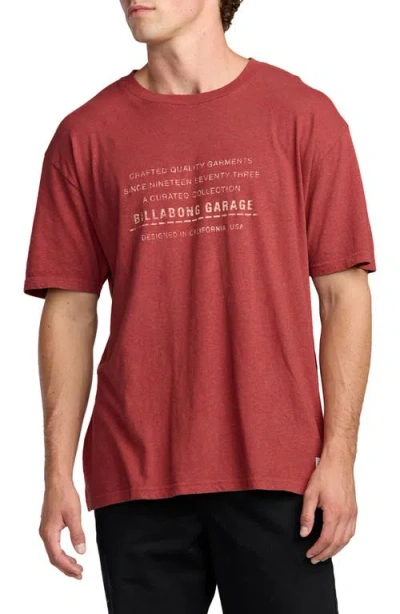 Billabong The Label Garage Cotton & Hemp Graphic T-shirt In Red