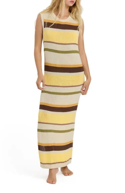 Billabong Those Days Stripe Rib Knit Maxi Dress In White