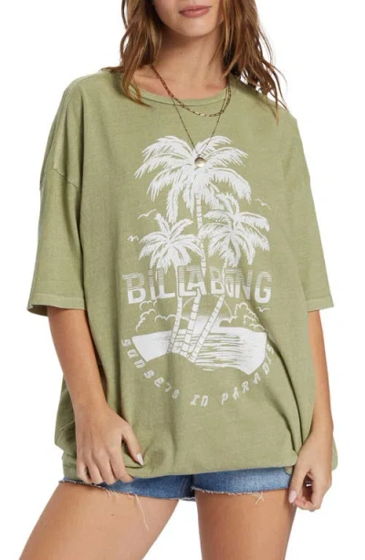 Billabong Tiki Tropics Oversized Graphic T-shirt In Avocado