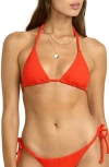 Billabong Good Vibes Slide Tall Triangle Bikini Top In Sunset Red In Red