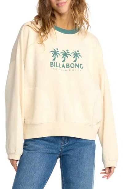 Billabong Triple Palms Crewneck Fleece Graphic Sweatshirt In Burgundy