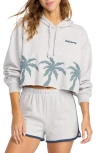 Billabong Triple Palms Crop Fleece Graphic Hoodie In Gray