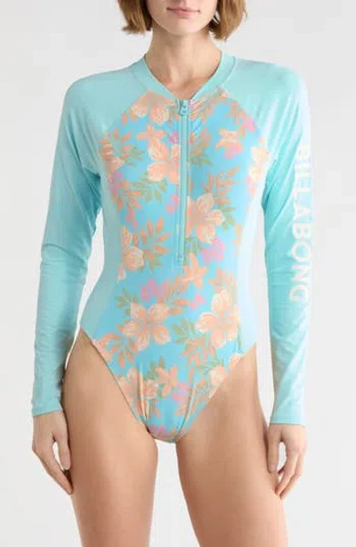 Billabong Tropic Long Sleeve One-piece Rashguard Swimsuit In Blue
