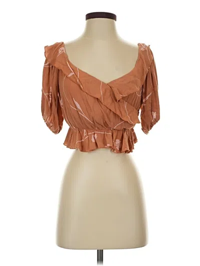 Pre-owned Billabong Tube Top Brown Ruffles Neckline Tops