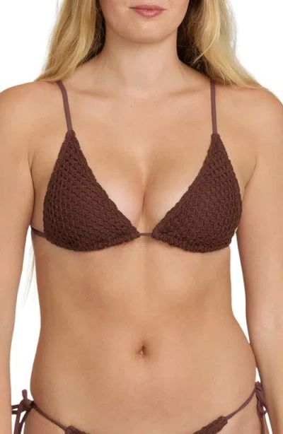 Billabong Twisted Tides Slider Triangle Bikini Top In Brown
