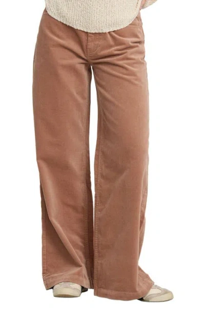 Billabong Uncut High Waist Wide Leg Corduroy Pants In Orange