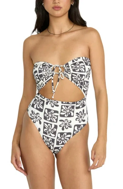 Billabong Ur A Legend Andrew Strapless Cutout One-piece Swimsuit In White
