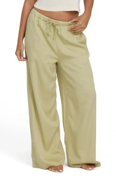 Billabong Wanderer Drawstring Wide Leg Pants In Green