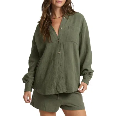 Billabong Wanderer Solid Cotton Shirt In Green