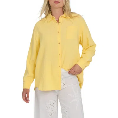 Billabong Wanderer Solid Cotton Shirt In Yellow