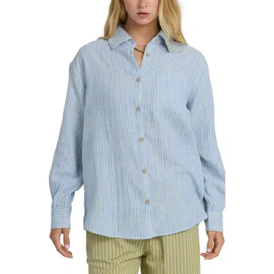 Billabong Wanderer Stripe Cotton Button-up Shirt In Blue
