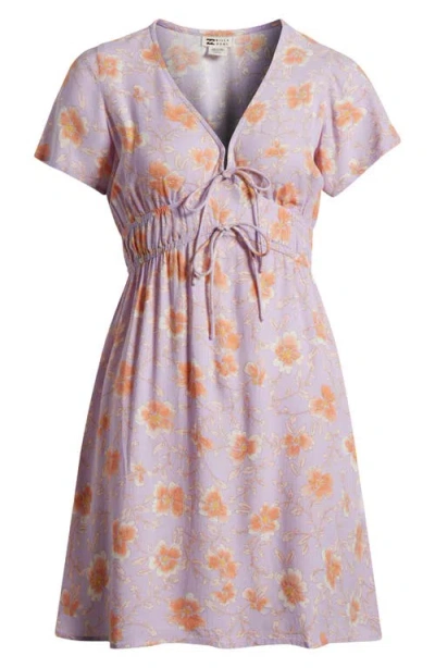 Billabong Warm Rays Floral Minidress In Amethyst Smoke