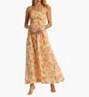 Billabong Warmer Days Floral One-shoulder Smocked Maxi Dress In Yellow