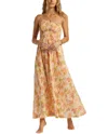 Billabong Warmer Days Floral One-shoulder Smocked Maxi Dress In Multi