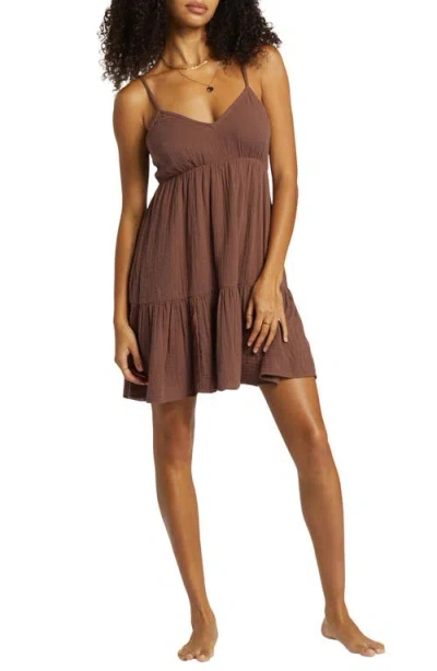 Billabong Wave After Wave 2 Tiered Cotton Gauze Babydoll Sundress In Kona