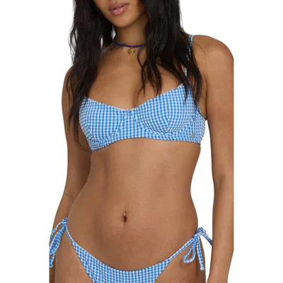 Billabong Wave Check Helena Underwire Bikini Top In Blue