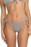 Billabong Wave Check Side Tie Tanga Bikini Bottoms In Multi