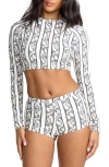 Billabong Wave Watcher Long Sleeve Crop Upf 50+ Rashguard In Gray