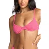 Billabong We're Wild Denim Underwire Bikini Top In Pink