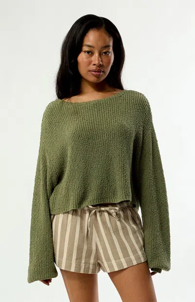 Billabong Women's Open Air Crew Neck Sweater In Army Green