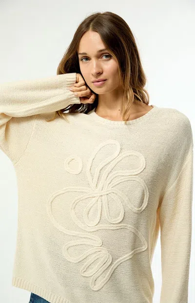 Billabong Women's Soft Wave Textured Floral Sweater In White In Neutral