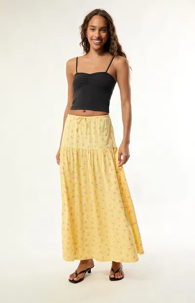 Billabong Women's Sun Catcher Floral Maxi Skirt In Yellow