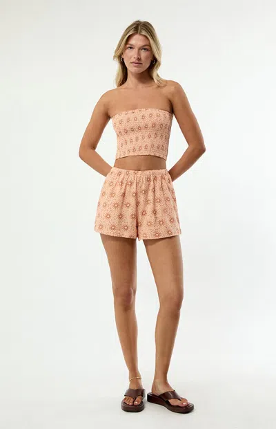 Billabong Women's Sun Fade Printed Shorts In Peach In Orange