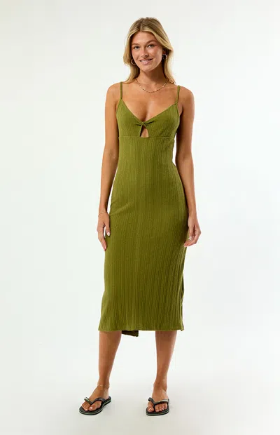 Billabong Women's Sweet Moves Knit Midi Dress In Olive In Green