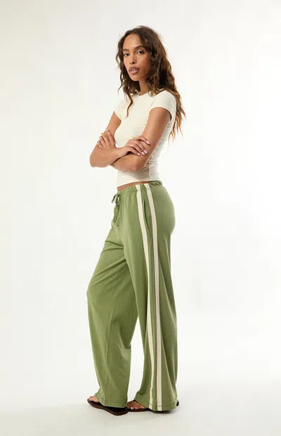 Billabong Women's Wave Stamp Wide Leg Pants In Army Green