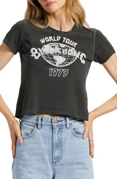Billabong World Tour Crop Cotton Graphic T-shirt In Ofb-off Black