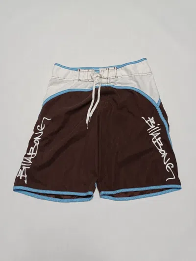 Pre-owned Billabong X Surf Style Billabong Big Embroidered Logo Vintage Swim Shorts Y2k In Brown