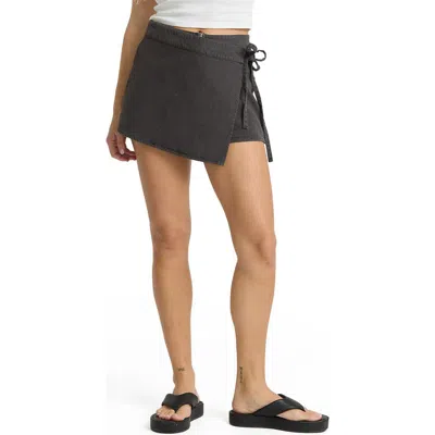 Billabong Your Crush Cotton Wrap Skort In Gray