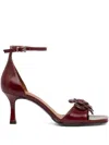 Billi Bi 70mm Rose-embellished Ankle-strap Sandals In Red