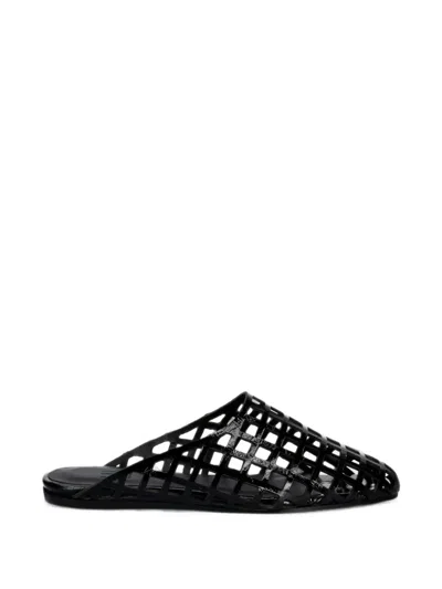 Billi Bi A498 Caged Leather Mules In Black