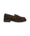 Billi Bi Animal Print Loafers In Brown