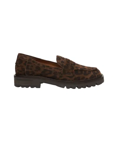Billi Bi Animal Print Loafers In Brown