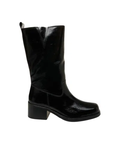 Billi Bi Ankle Boots In Smooth Leather With V-cut Detail In Black