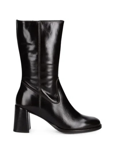 Billi Bi Block-heel Leather Boots In Black
