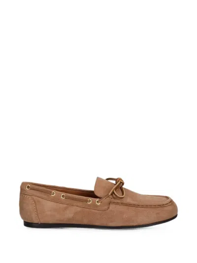 Billi Bi Bow-detail Suede Loafers In Brown