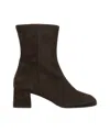 Billi Bi Brown Suede Ankle Boots With Block Heel In Black
