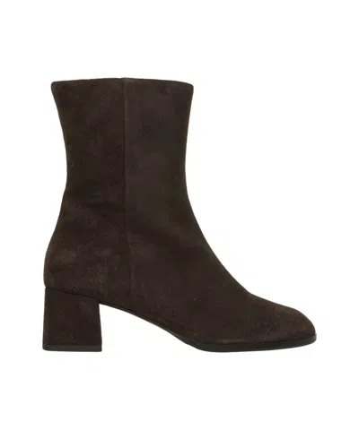 Billi Bi Brown Suede Ankle Boots With Block Heel In Black