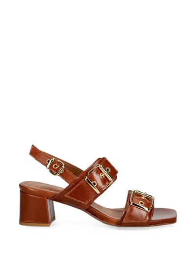 Billi Bi Buckle-detail Heeled Sandals In Brown