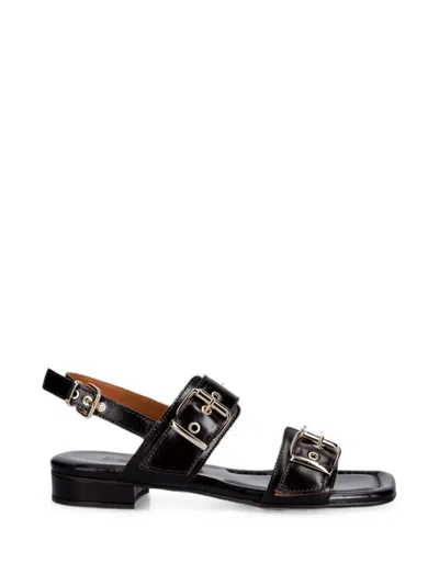 Billi Bi Buckle-strap Flat Sandals In Black