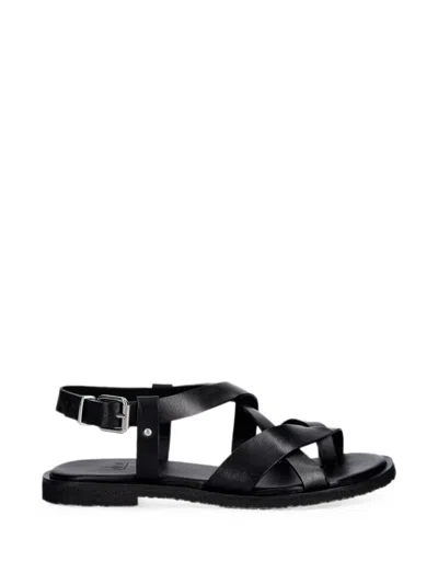 Billi Bi Crossover-strap Flat Sandals In Black