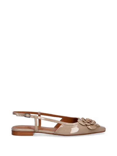 Billi Bi Floral-detail Slingback Ballet Flats In Neutral