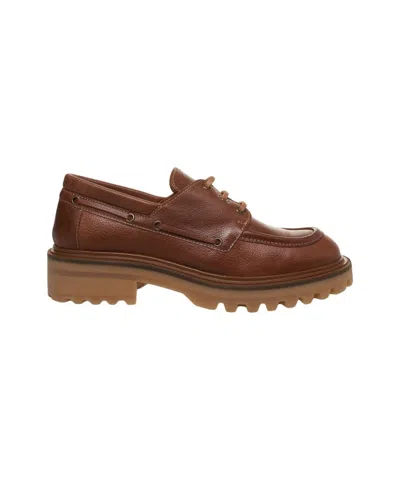 Billi Bi Hammered Leather Lace-up Shoes In Brown
