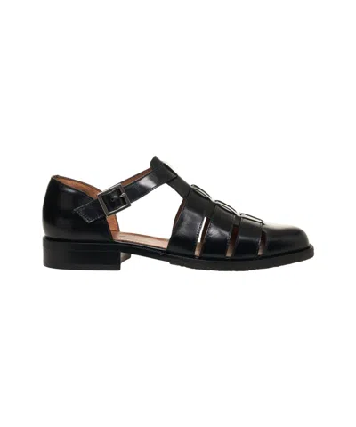 Billi Bi Handcrafted Black Leather Sandals With Cut-out Details