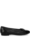Billi Bi Mesh-panels Cap-toe Ballet Flats In Black